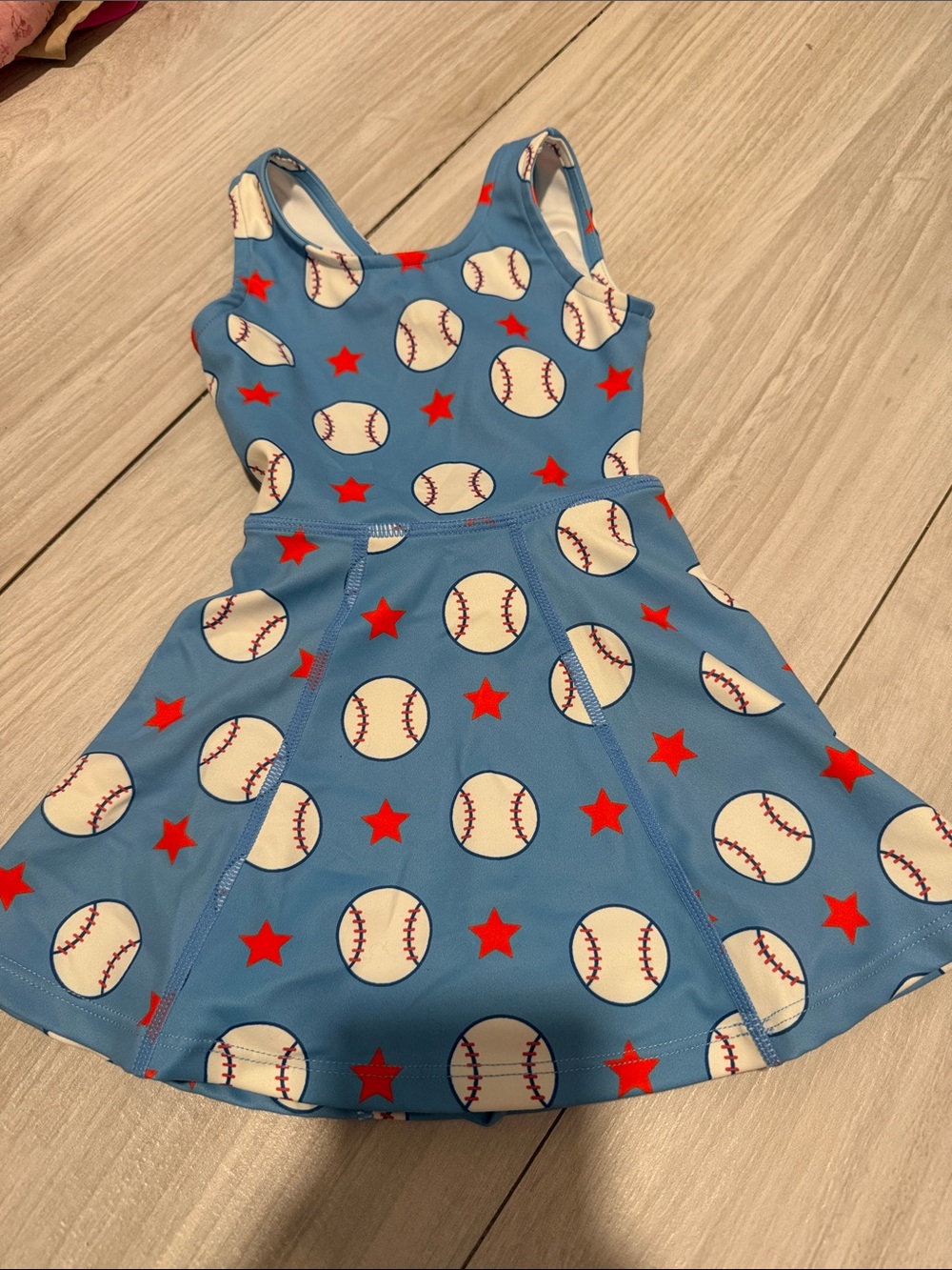 SweetHoney Blue Baseball & Red Star Skater Dress